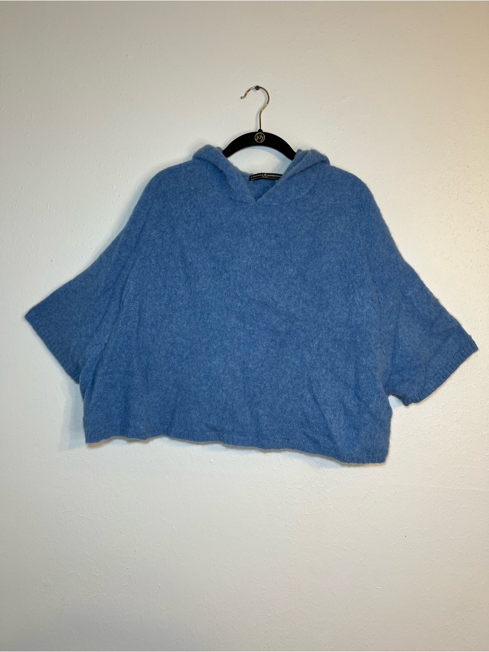 Peruvian Connection Dusty Blue Hooded Poncho Sweater